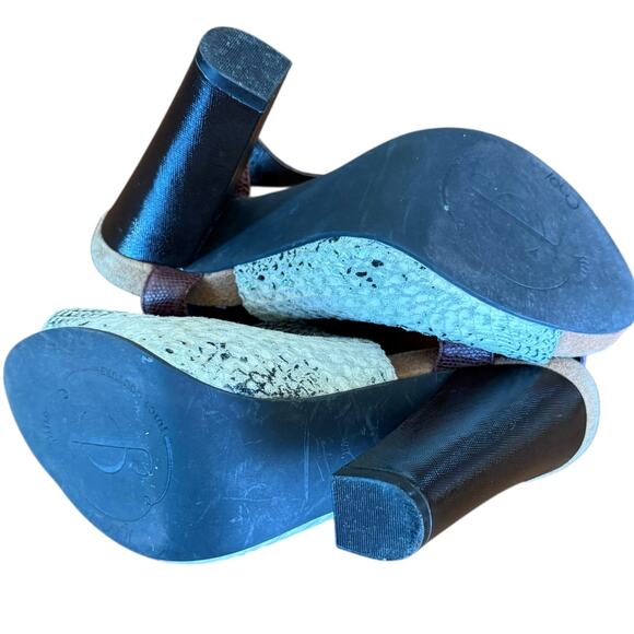 Juicy Couture Women's Y2K Snake Skin Open Toe Ultra High Block Heels - Size 9 - Picture 8 of 10